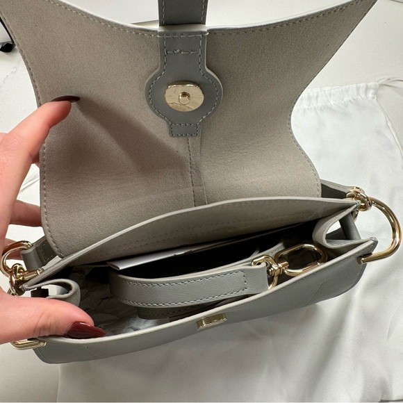 BRAND NEW FURLA FLOW TOP HANDLE MINI BAG IN CENERE - Picture 10 of 16